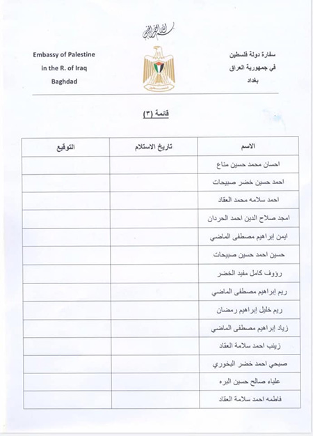 إعلان من سفارة دولة فلسطين في العراق عن وصول الدفعة الأولى من جوازات السلطة الفلسطينية للمقدمين خلال شهر 2/2019